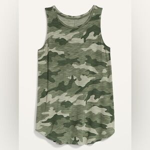 NWT New OLD NAVY Luxe High Neck Tank Top Olive Green Camouflage M Tall